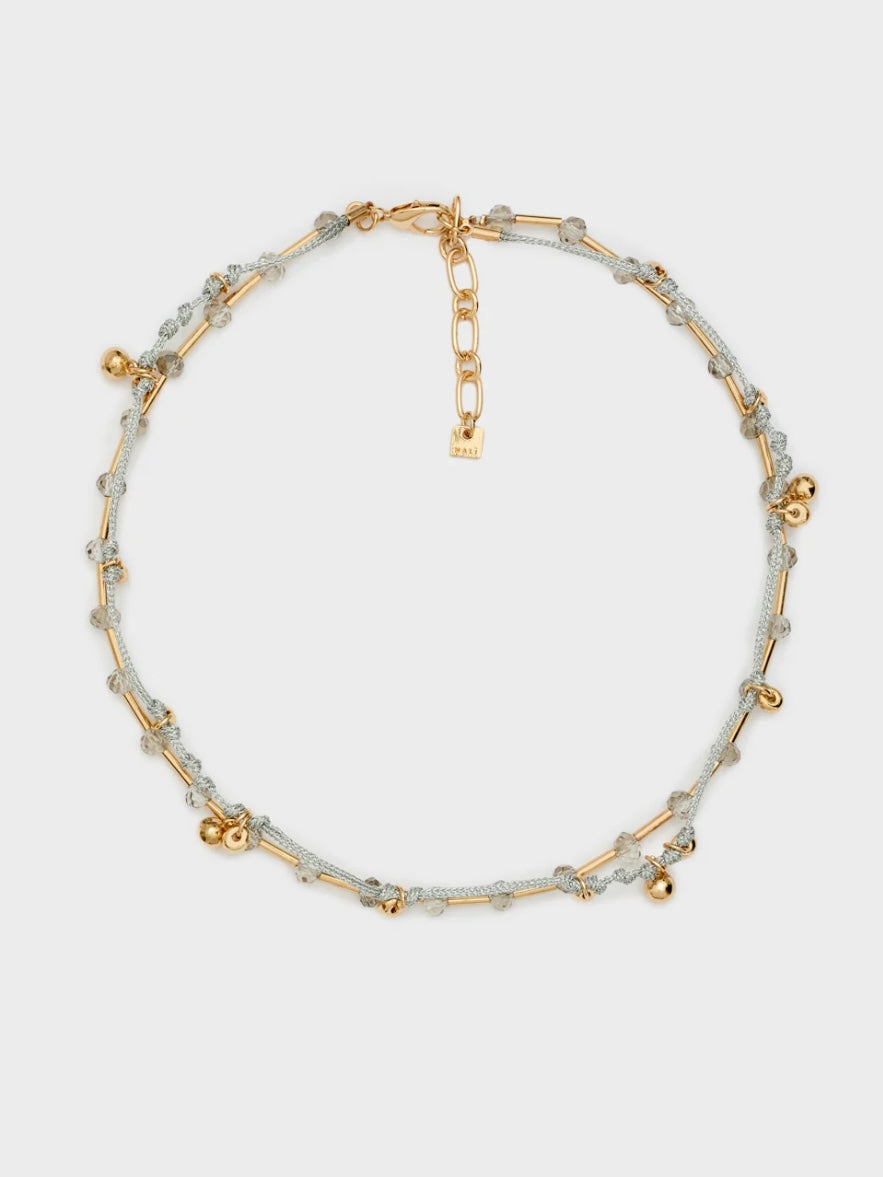 COLLANA DUE FILI PERLINE ORO/ARGENTO