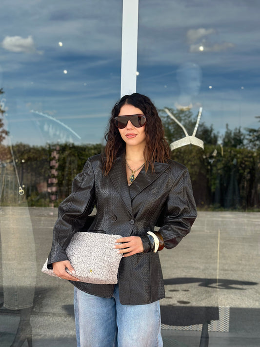 Blazer effetto pelle intrecciata