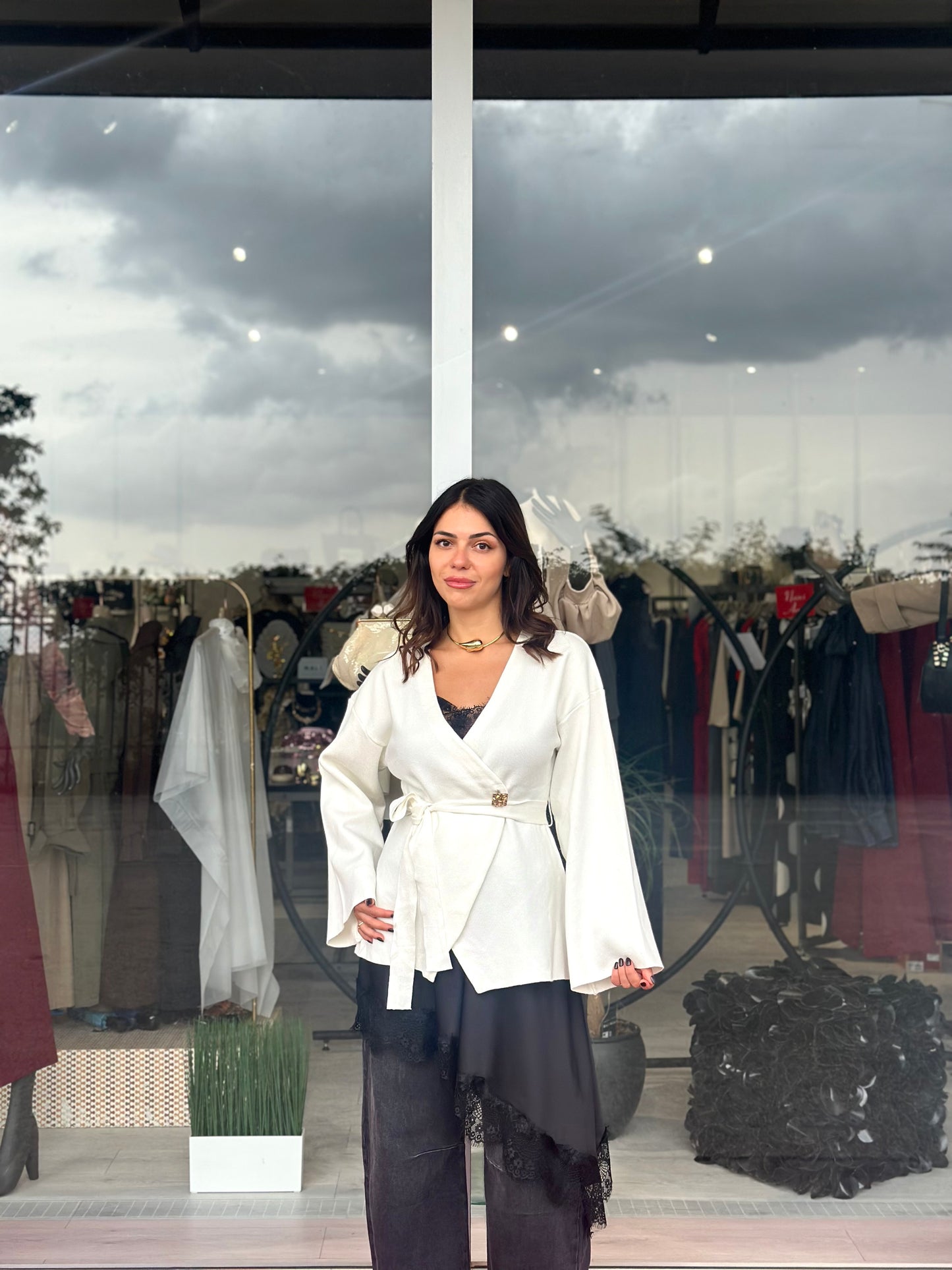 Giacca in maglia con cintura