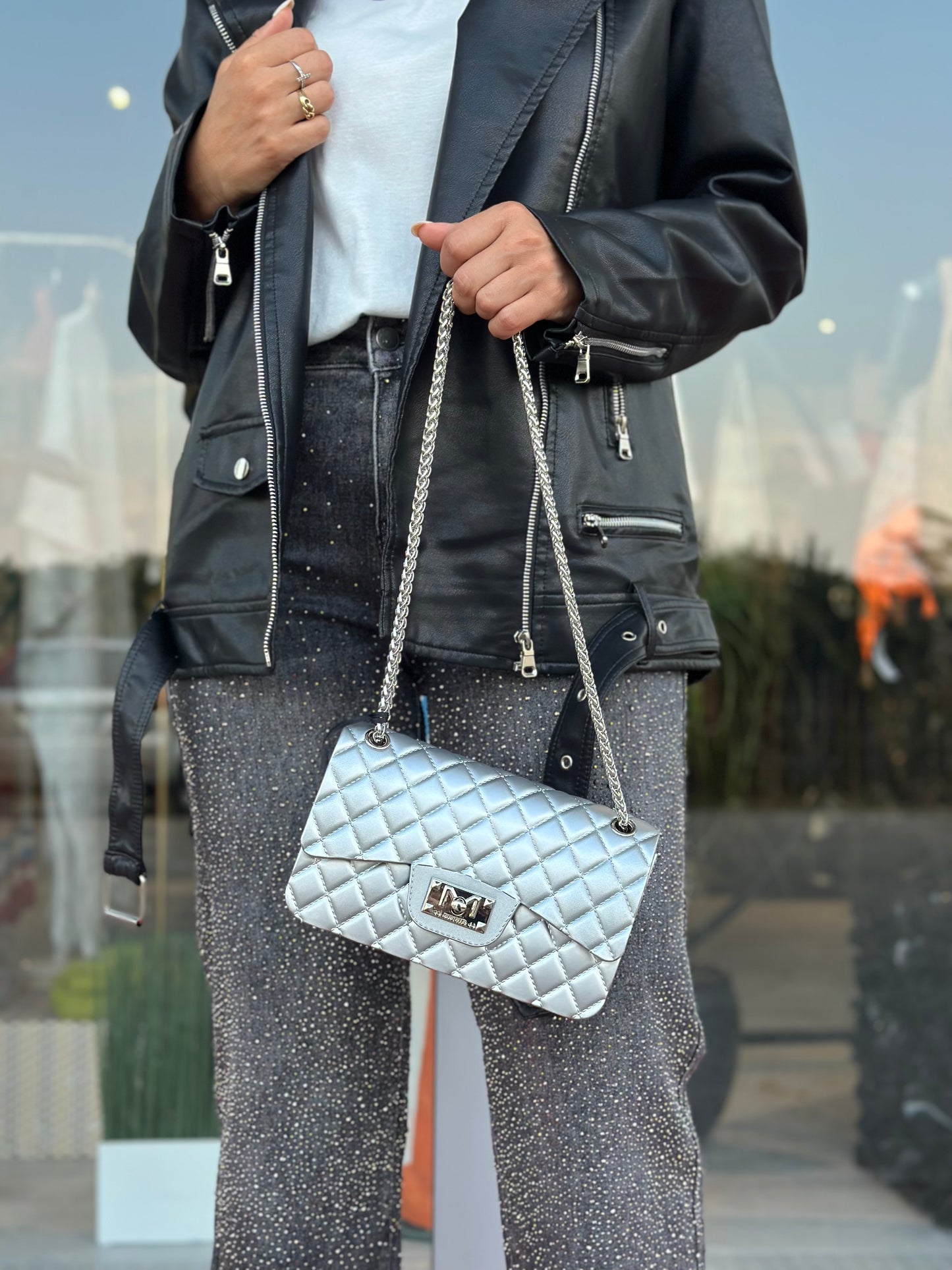 Jeans Grey con strass