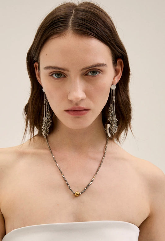 COLLANA CORTA CON PERLINE E SFERA