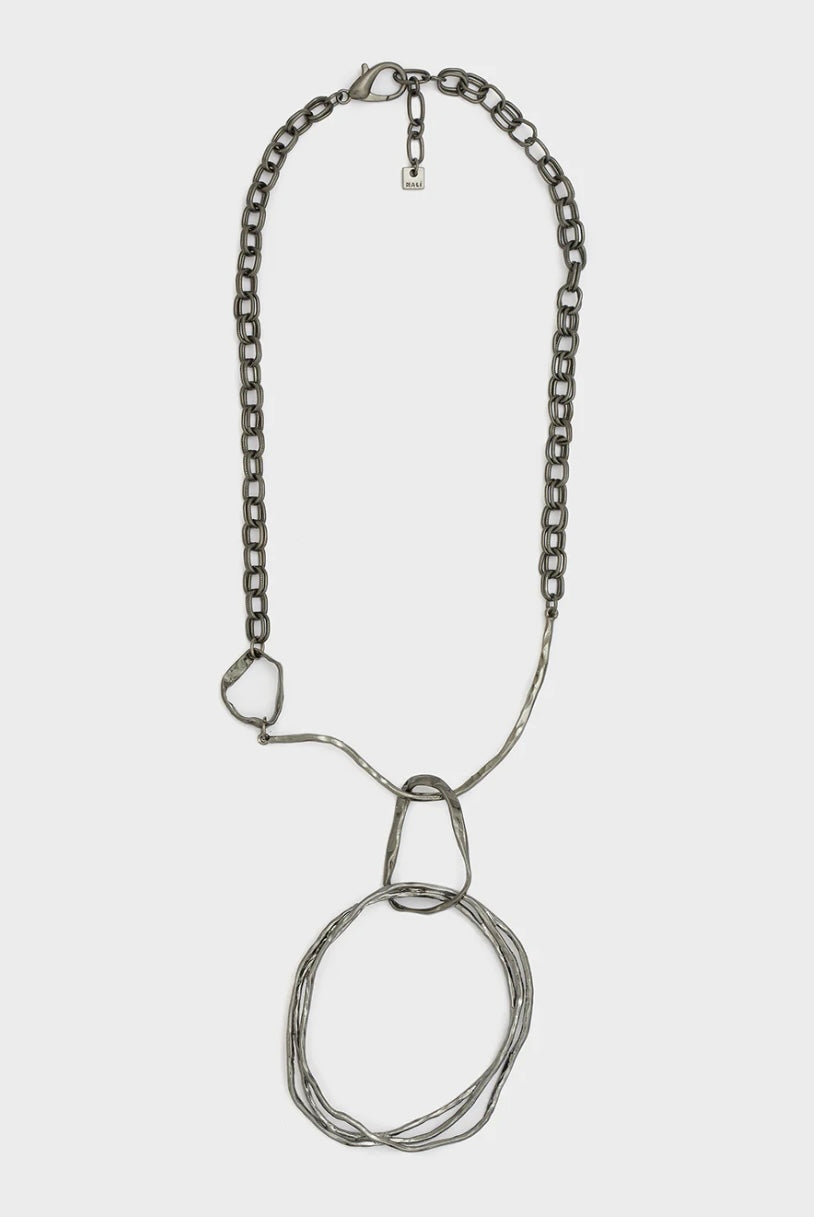 COLLANA CATENA+PENDENTE ARGENTO SCURO