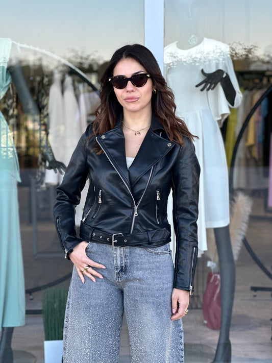 Giacca biker in ecopelle