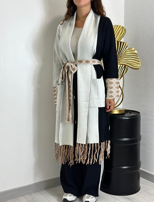 Cappotto multicolor frange