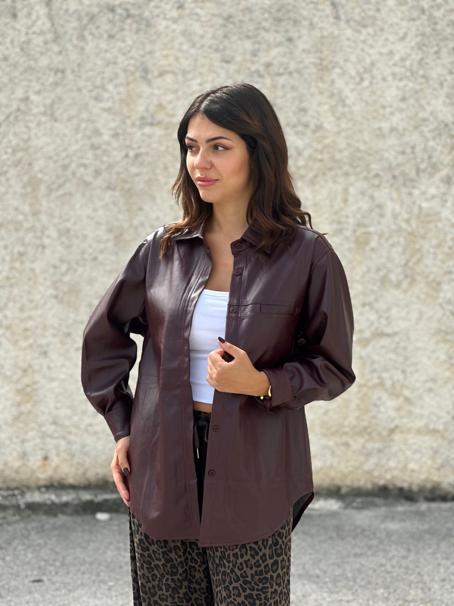 Overshirt in ecopelle