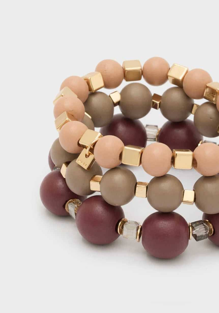 BRACCIALE OLGA ELASTICO PERLE IN LEGNO