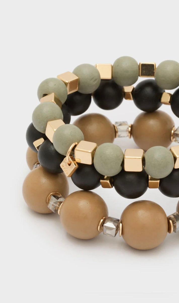 BRACCIALE OLGA ELASTICO PERLE IN LEGNO
