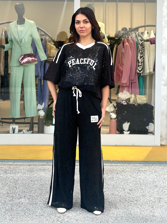 Pantaloni jogger in pizzo