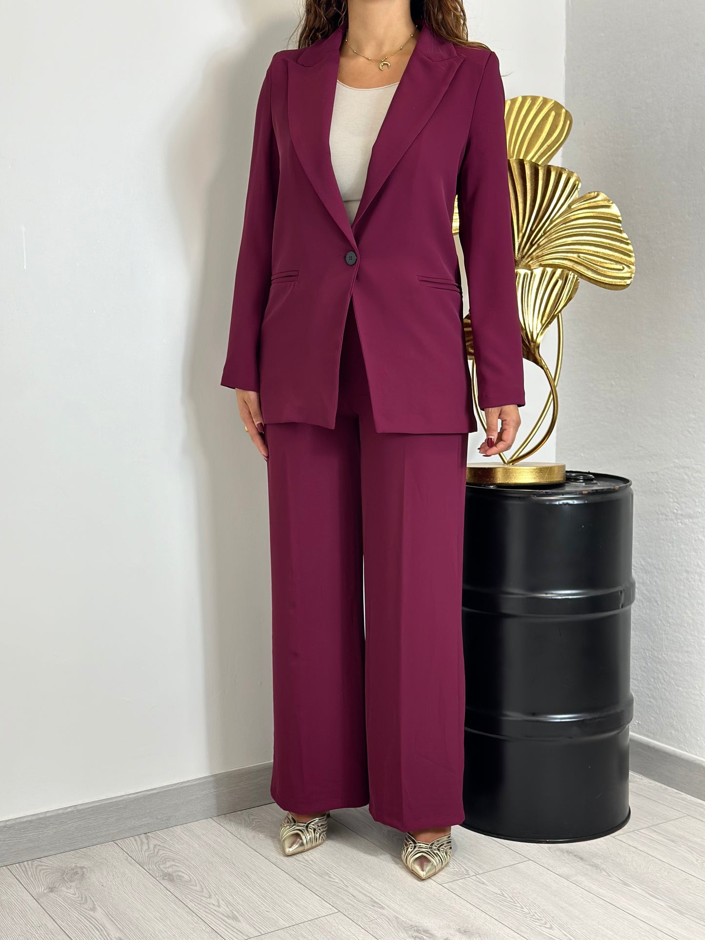 Tailleur monopetto bordeaux