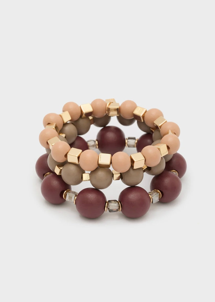 BRACCIALE OLGA ELASTICO PERLE IN LEGNO