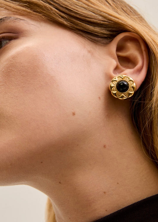 ORECCHINI A CLIP CON PIETRA ORO\NERO