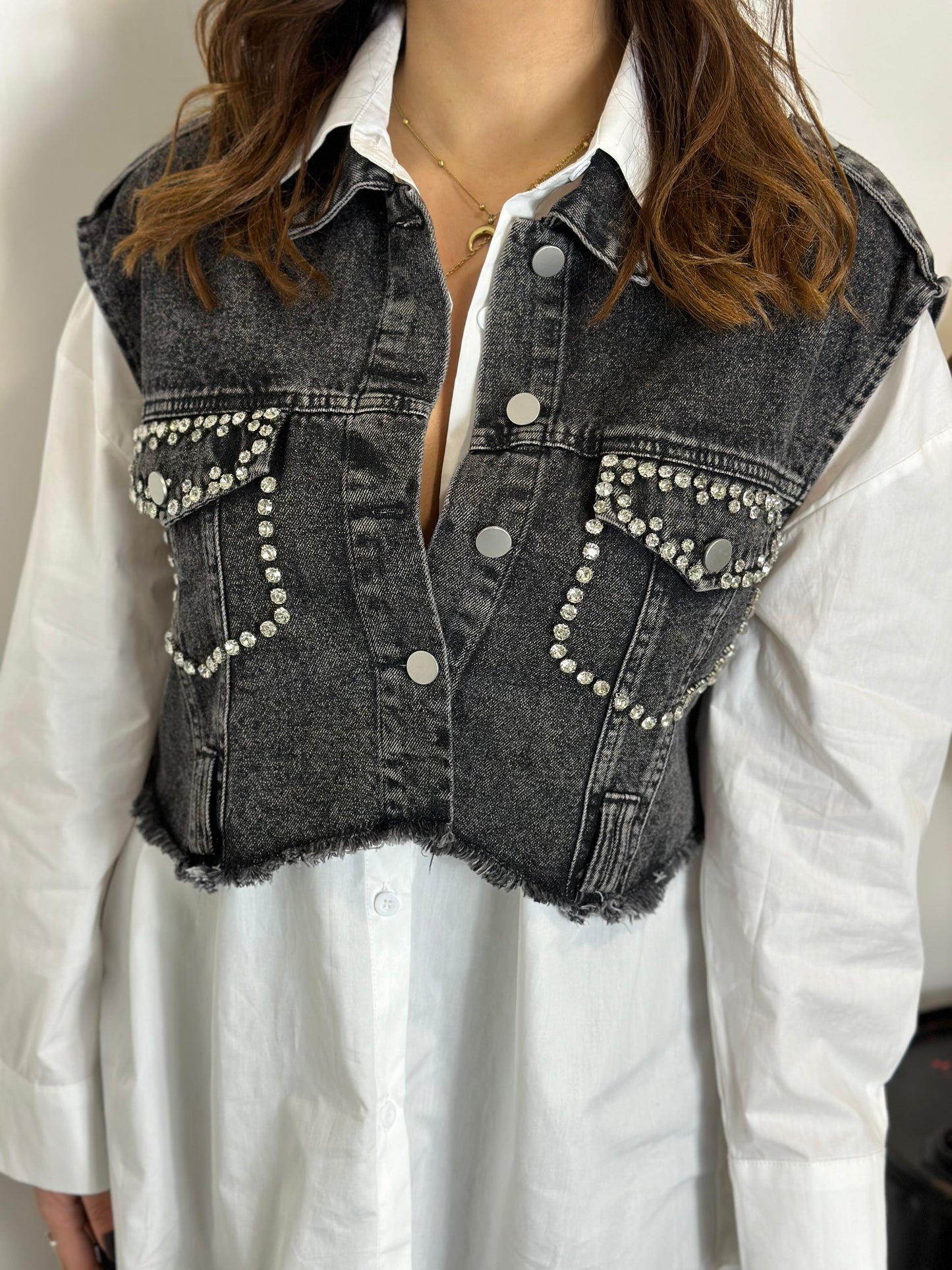 Set camicia e gilet in denim