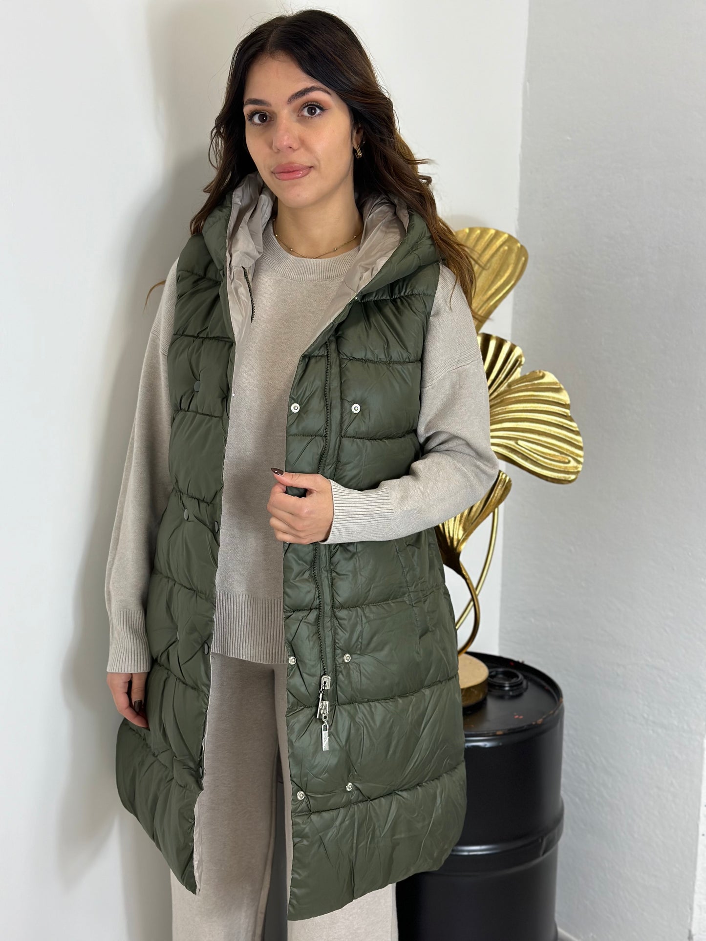 Gilet double-face con cintura