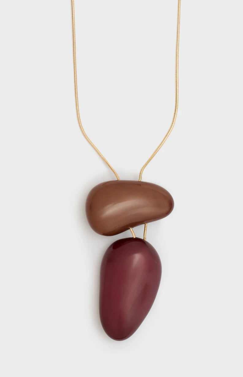 COLLANA BEAN LUNGA PENDENTE RESINA
