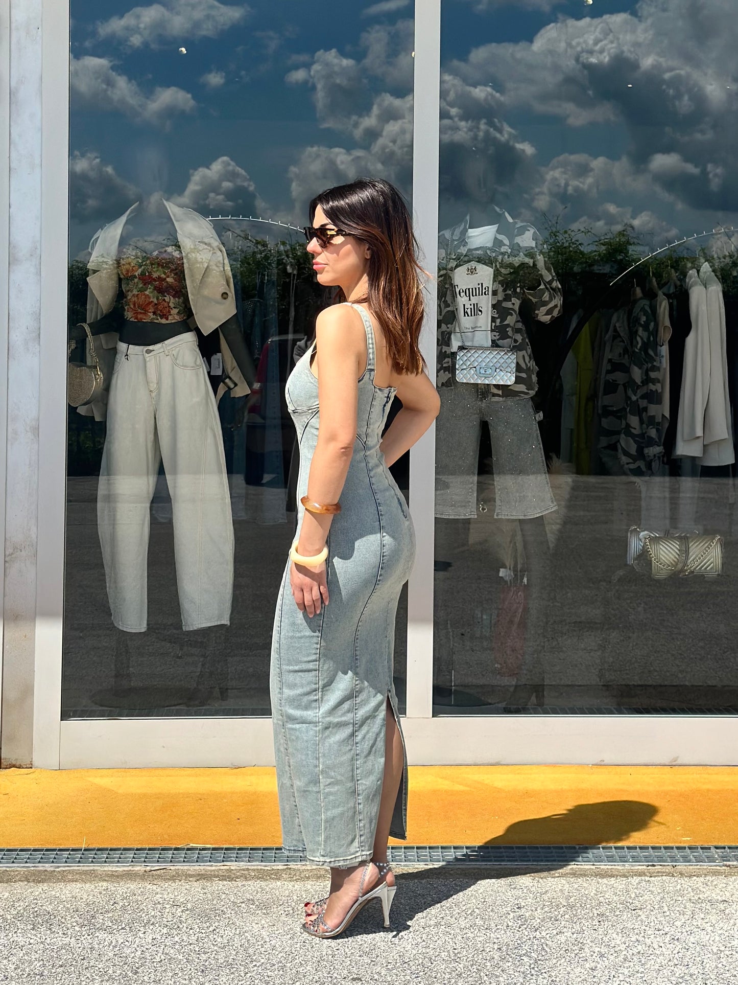 Abito midi in denim