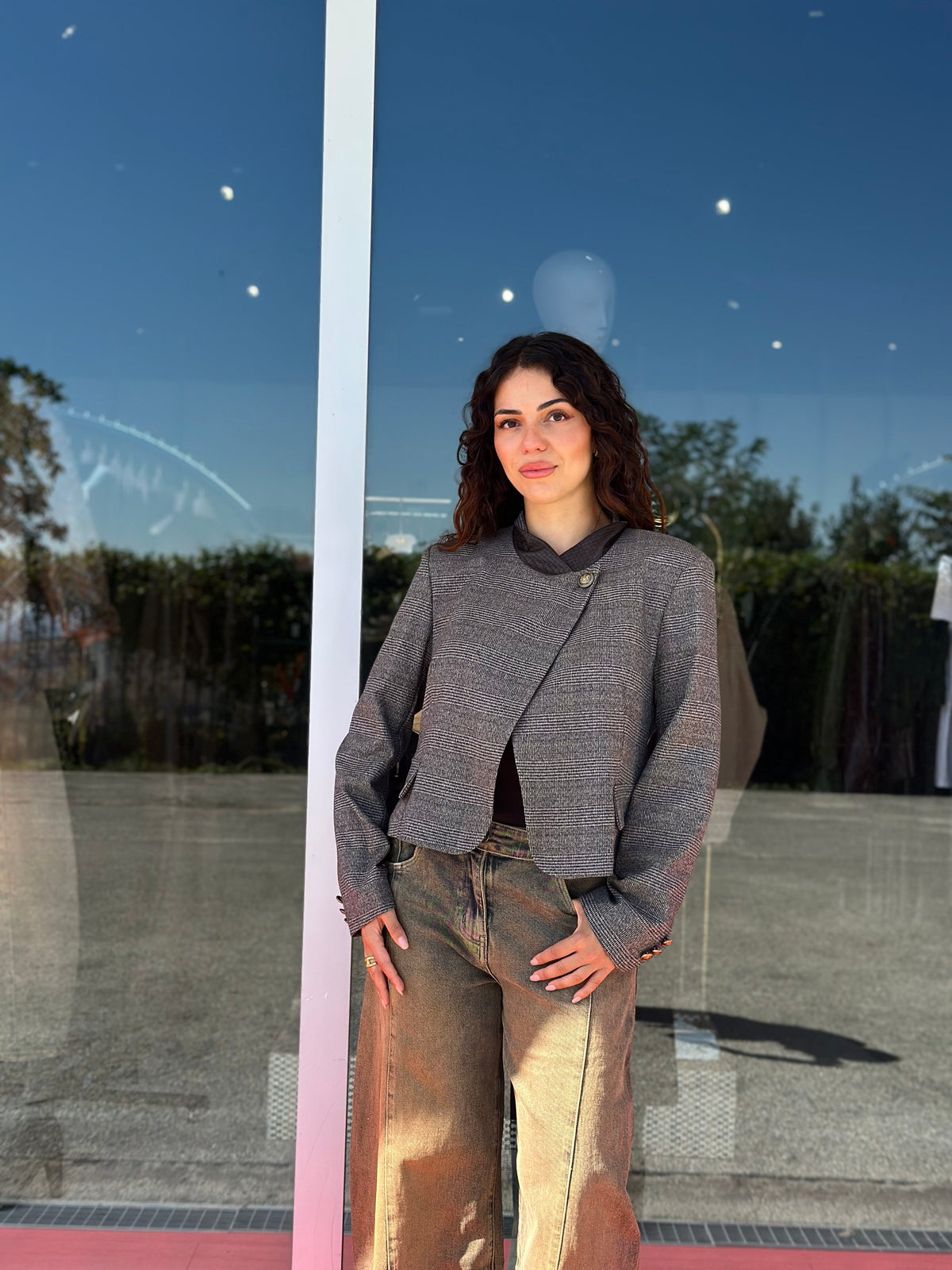 Blazer corto tartan