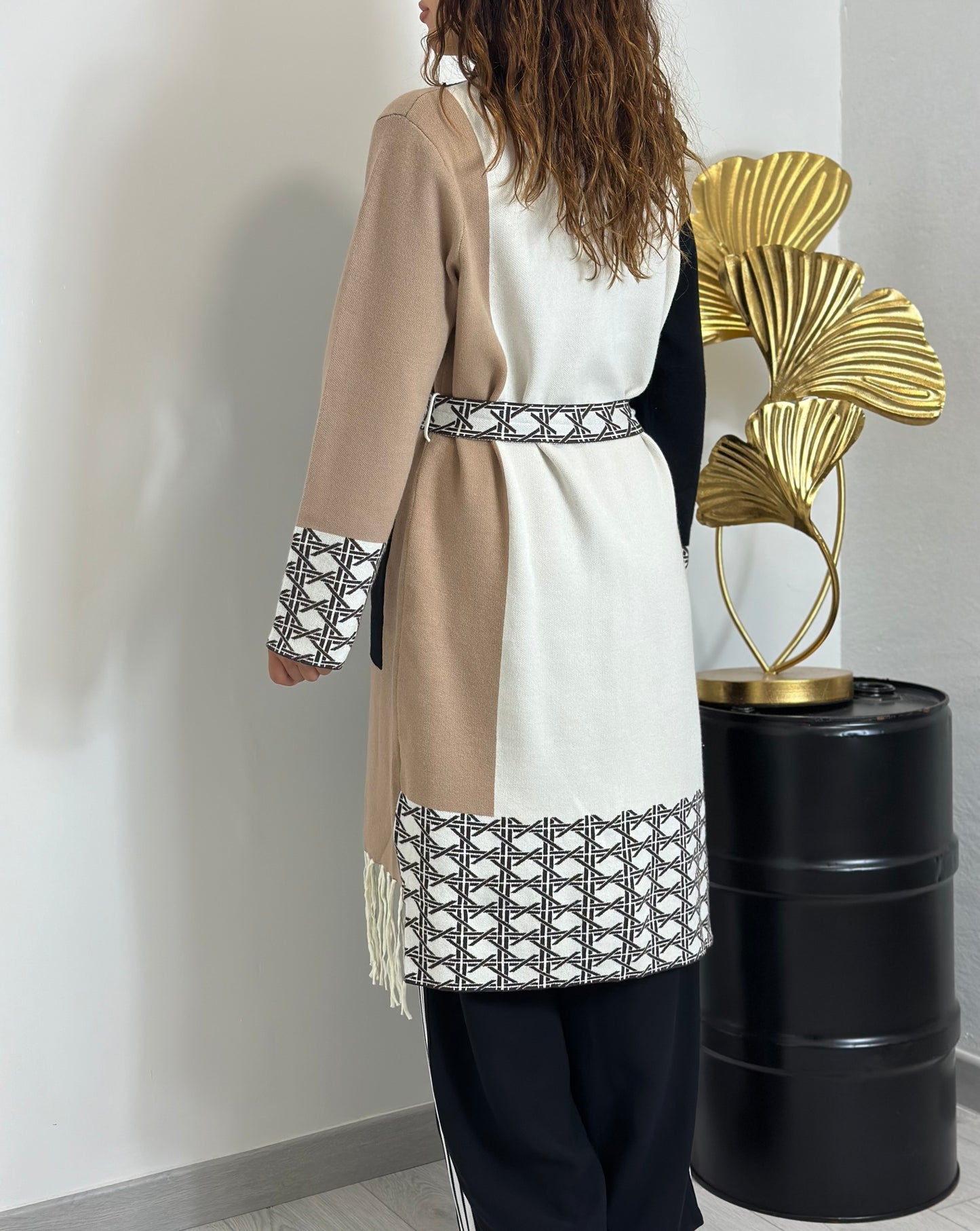 Cappotto multicolor frange