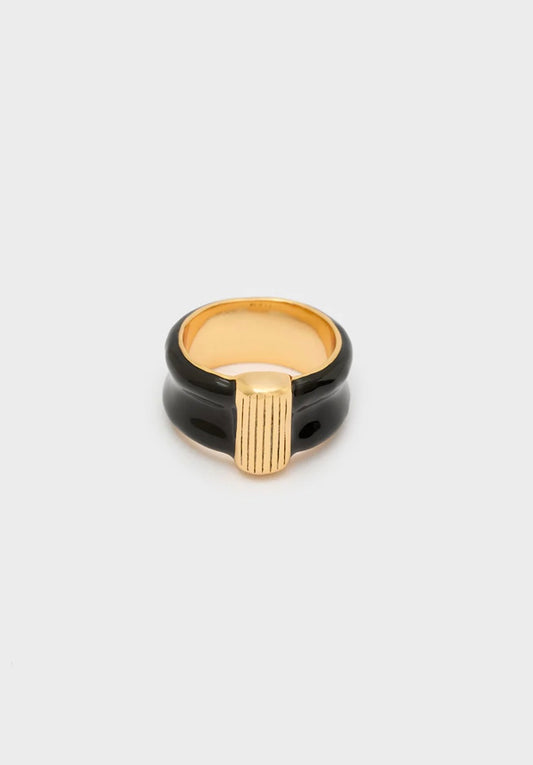 ANELLO DOPPIO ZIGRINATO ORO\NERO