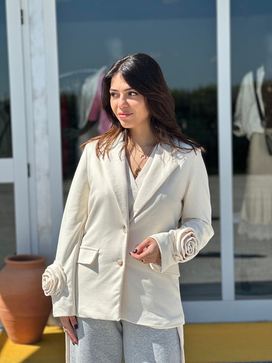 Blazer in felpa con rose