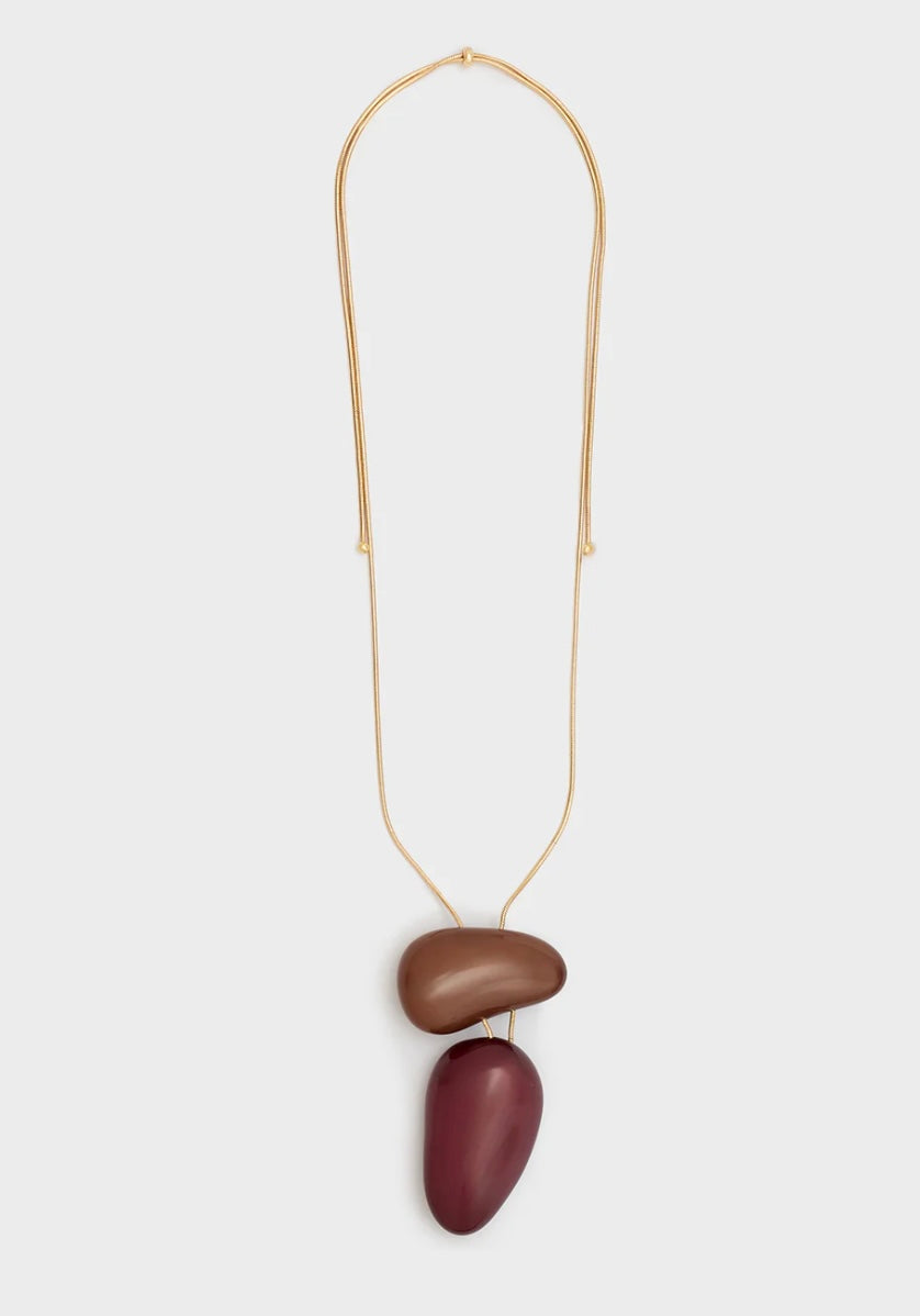 COLLANA BEAN LUNGA PENDENTE RESINA