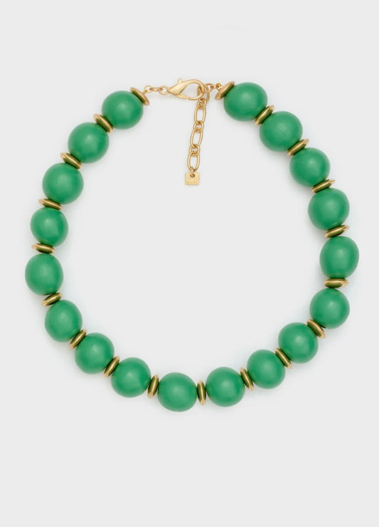 COLLANA MARY GIROCOLLO PERLE LEGNO VERDE