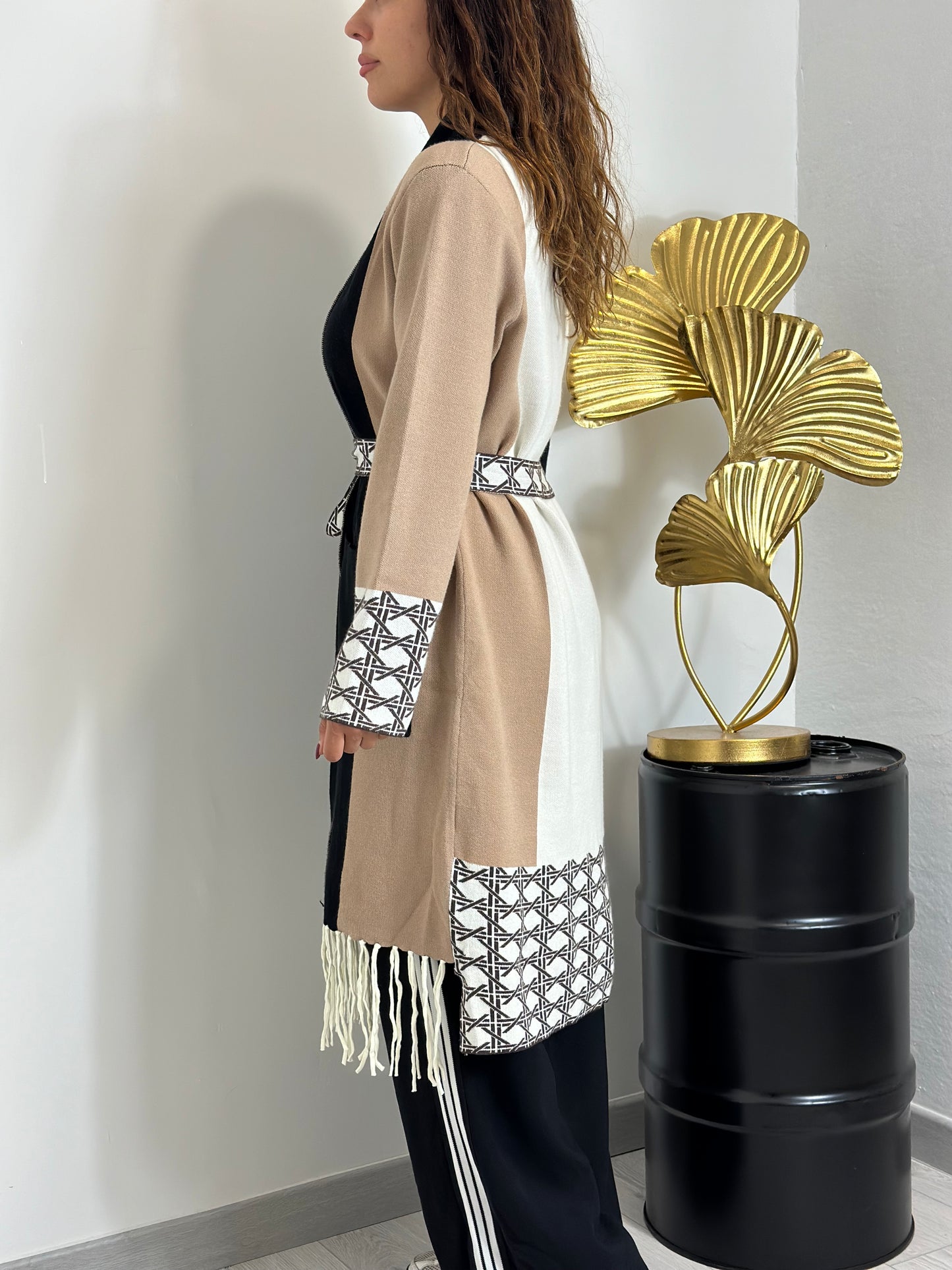 Cappotto multicolor frange