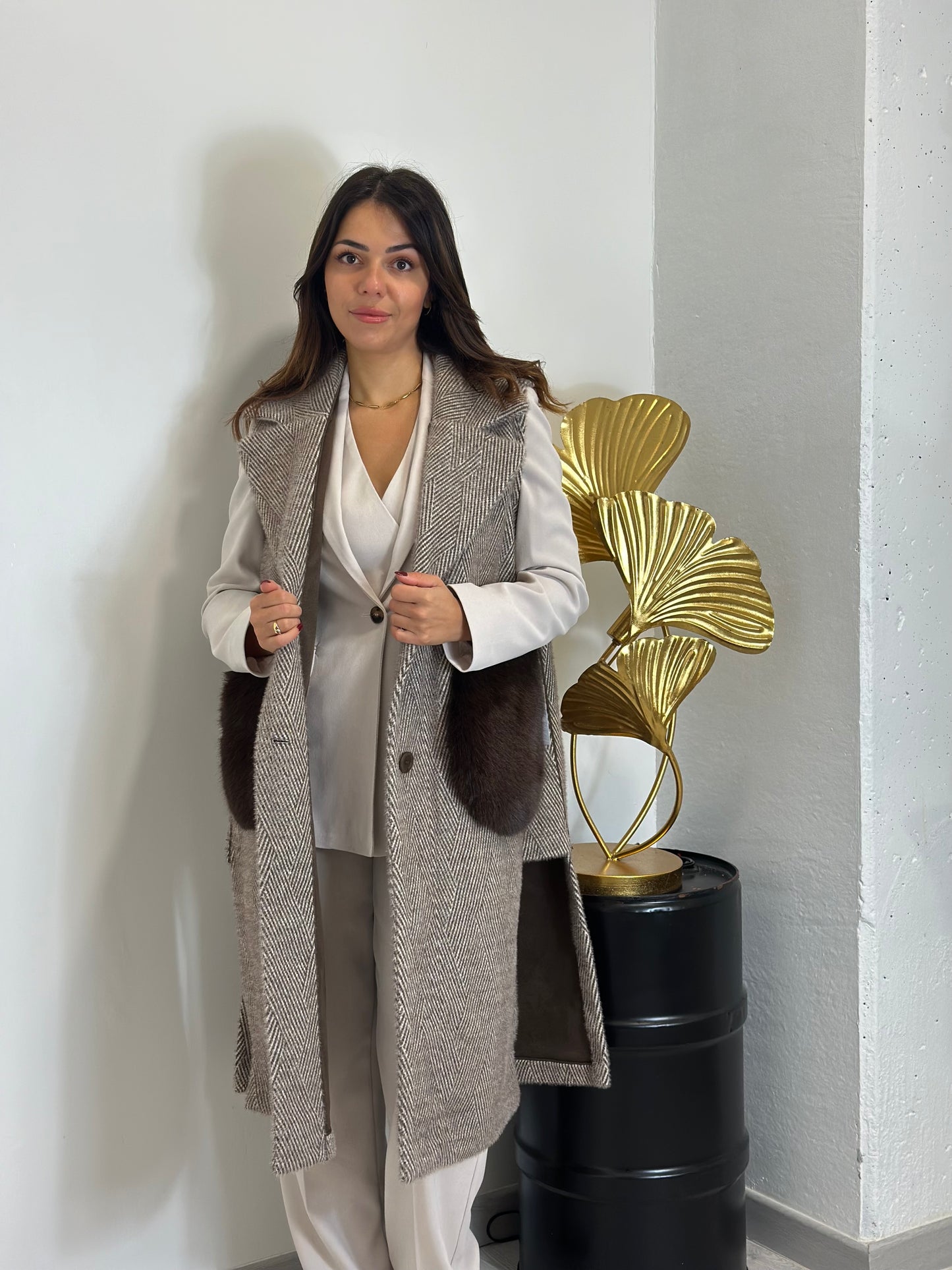 Gilet spigato double-face