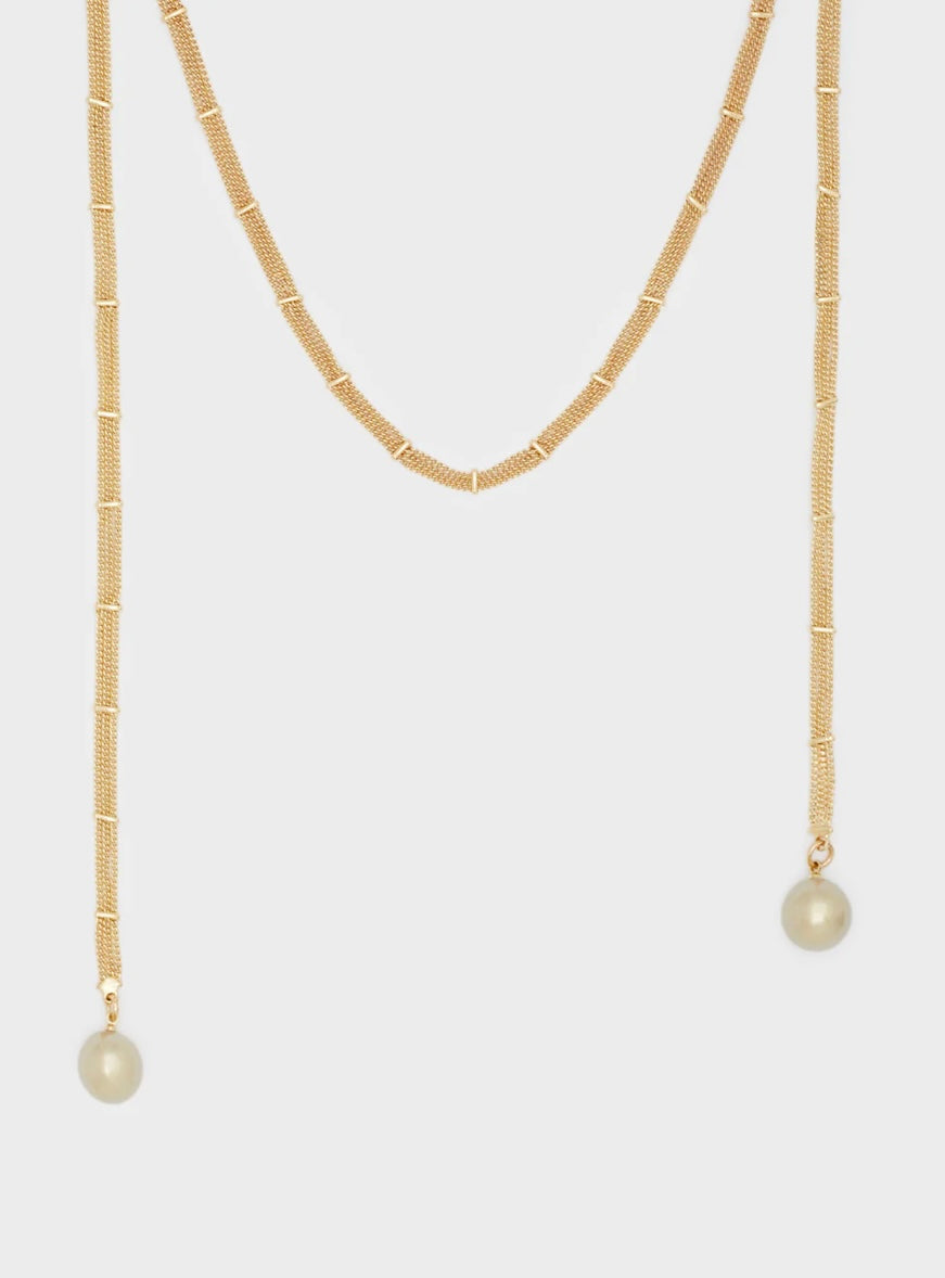 COLLANA LUNGA MODULABILE ORO+PERLE