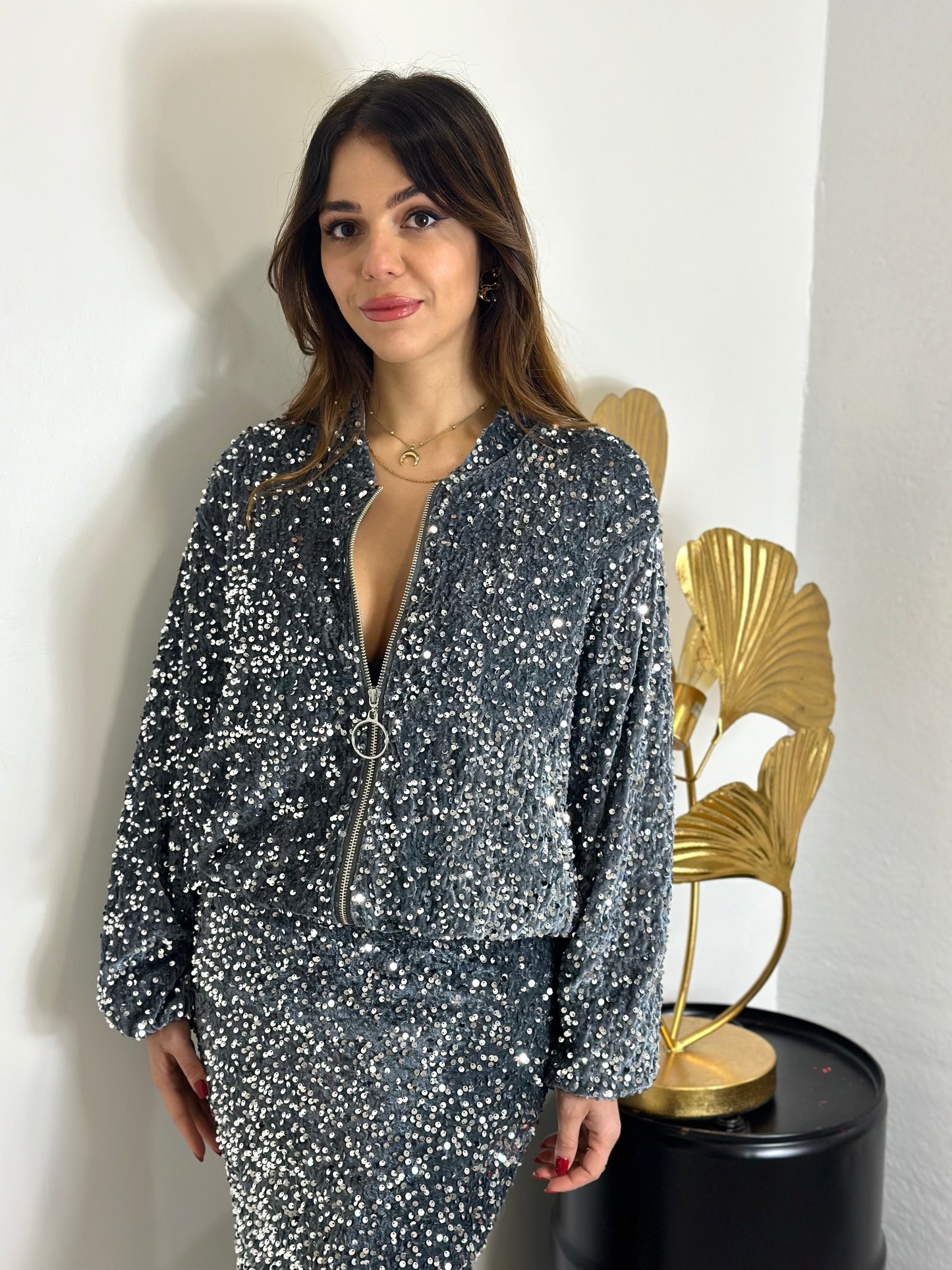 Coordinato bomber paillettes