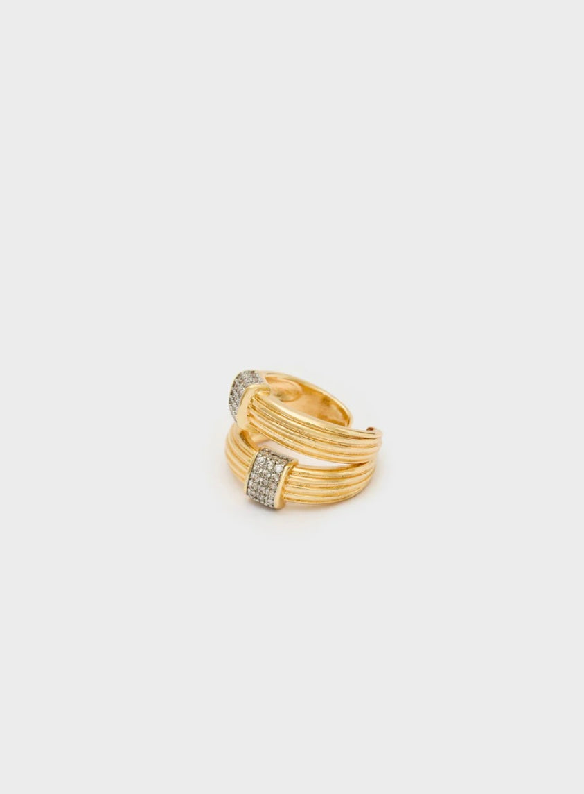 ANELLO DOPPIO ORO/PIETRE CLEAR