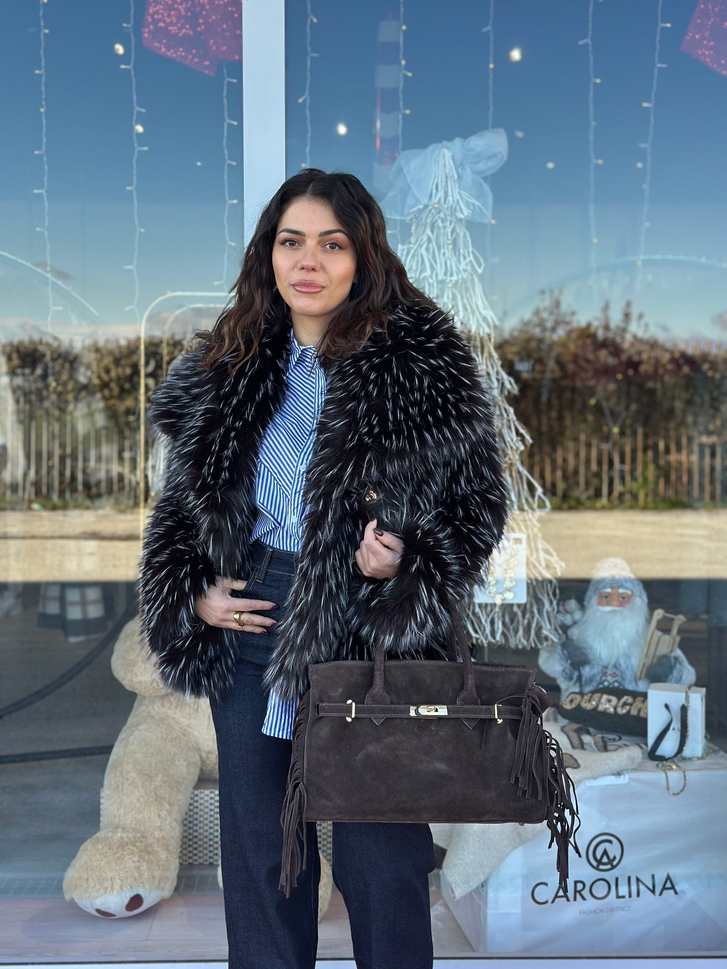 Borsa suede con frange