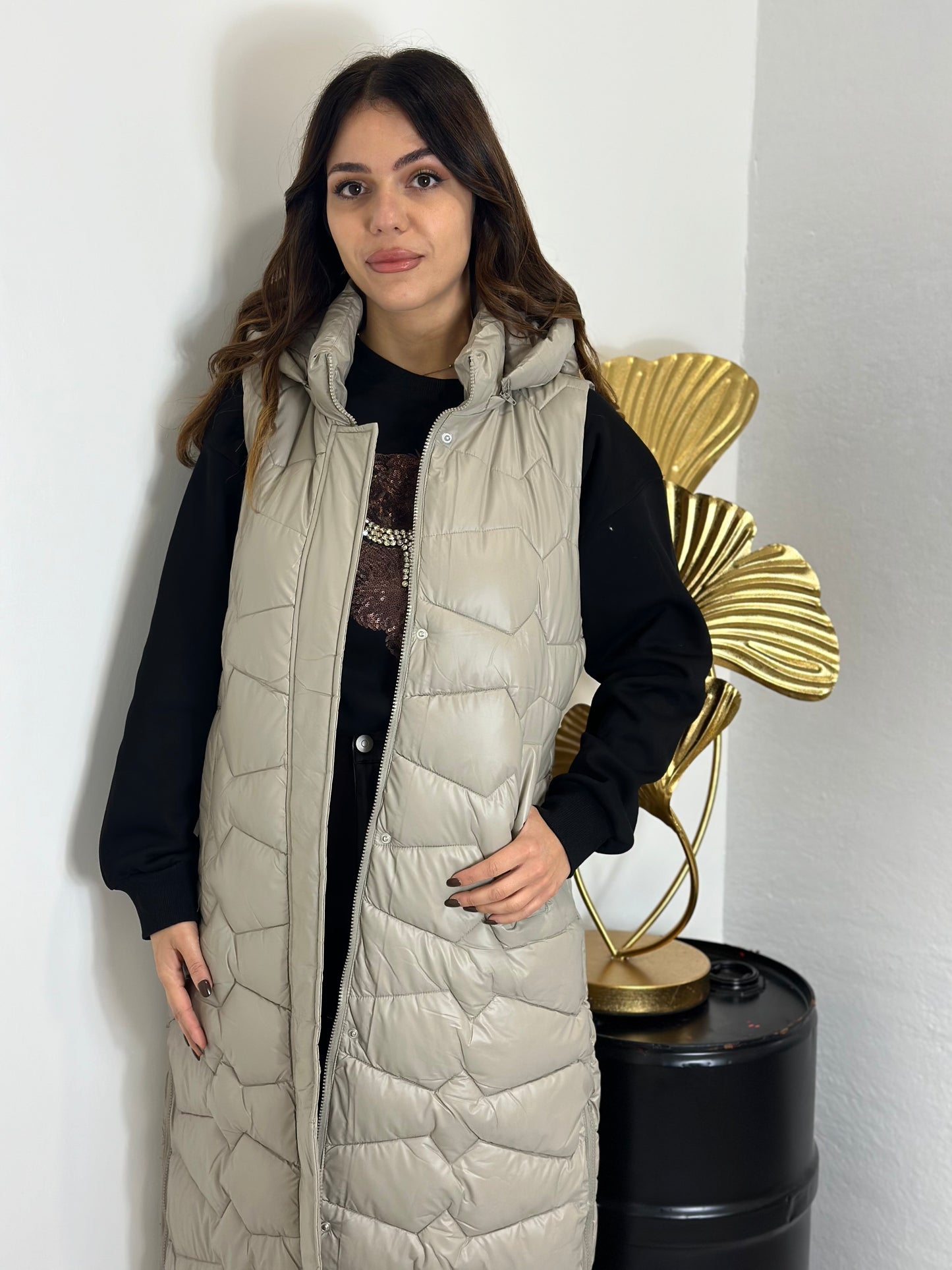 Gilet lungo trapuntato