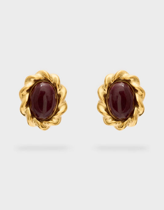 ORECCHINI FRAME ACC.INO. ORO\PIETRA VIOLA