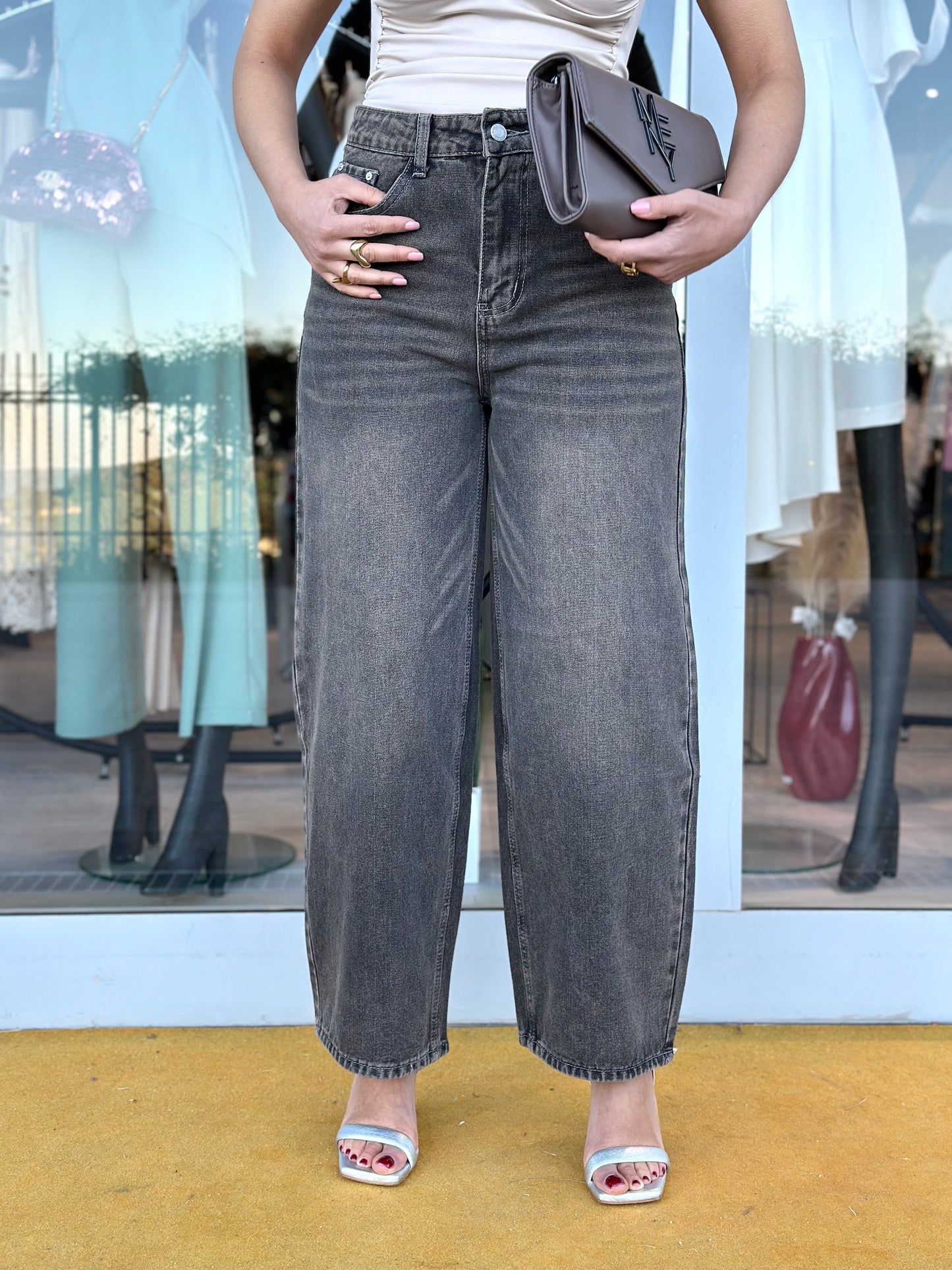 Denim effetto slavato marrone