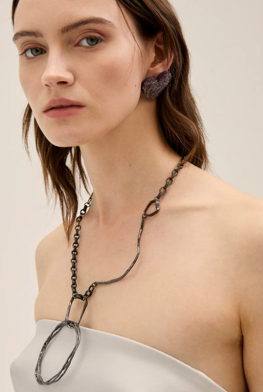 COLLANA CATENA+PENDENTE ARGENTO SCURO