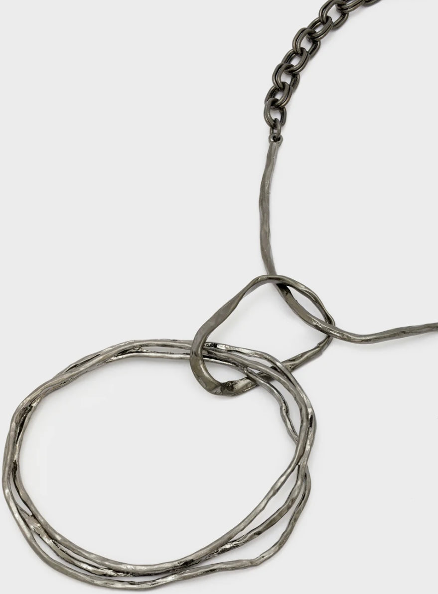 COLLANA CATENA+PENDENTE ARGENTO SCURO