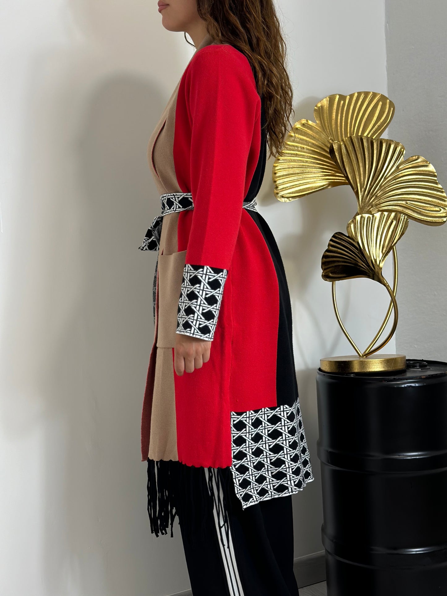 Cappotto multicolor frange