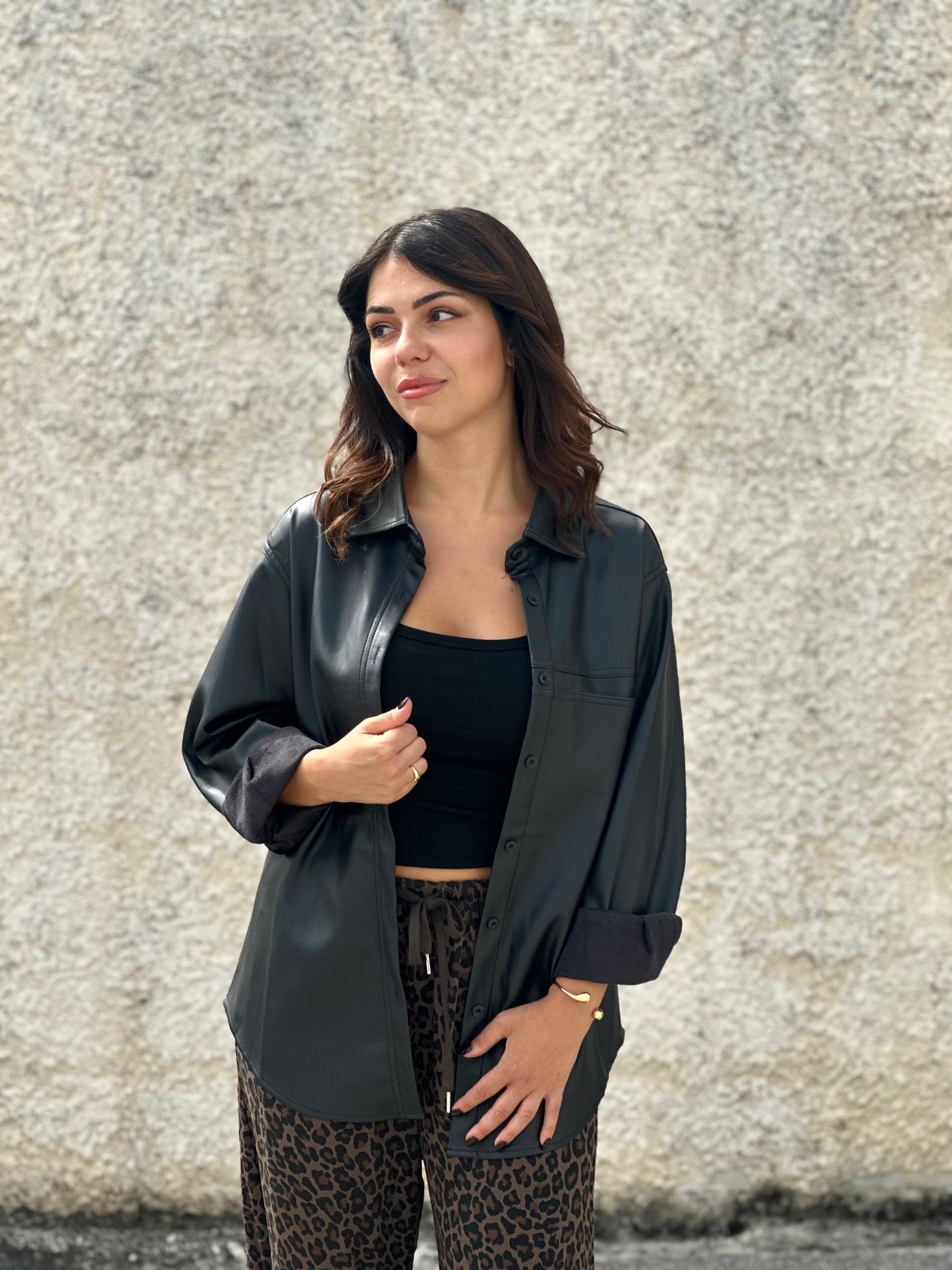 Overshirt in ecopelle