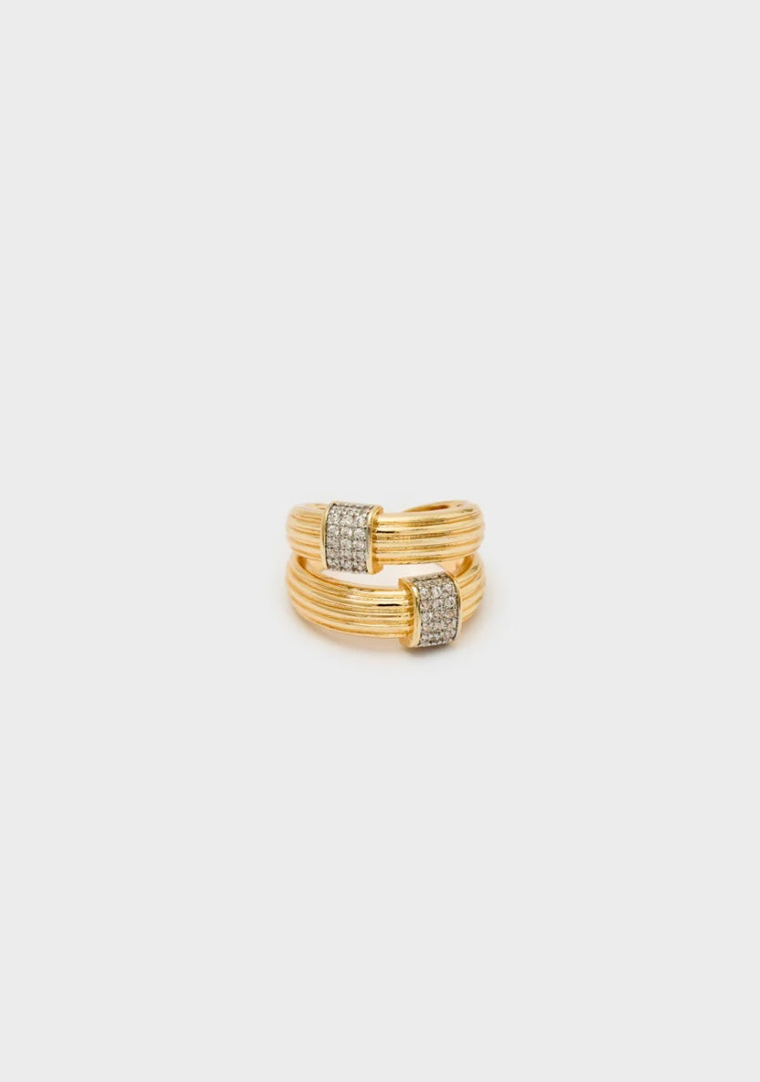 ANELLO DOPPIO ORO/PIETRE CLEAR