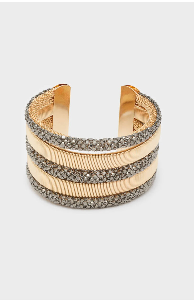 BRACCIALE BANGLE ORO/PIETRE NERE