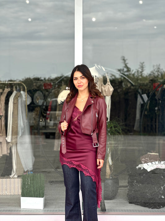 Giacca biker bordeaux