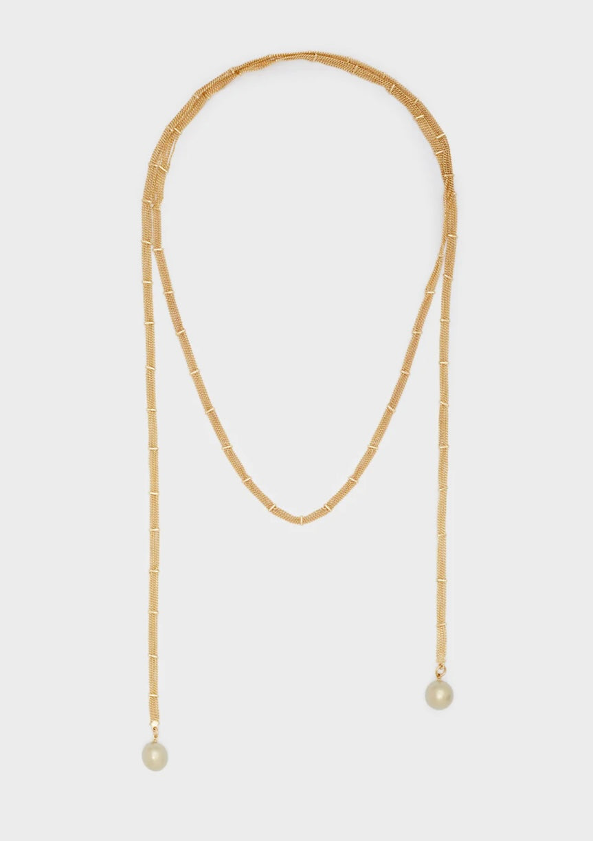 COLLANA LUNGA MODULABILE ORO+PERLE