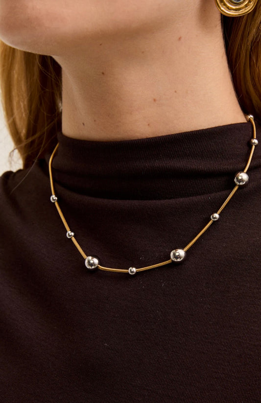 COLLANA CORTA SFERE ACC.INO. ORO\ARGENTO