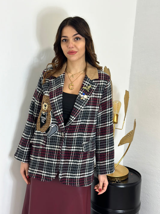 Giacca tartan con spille