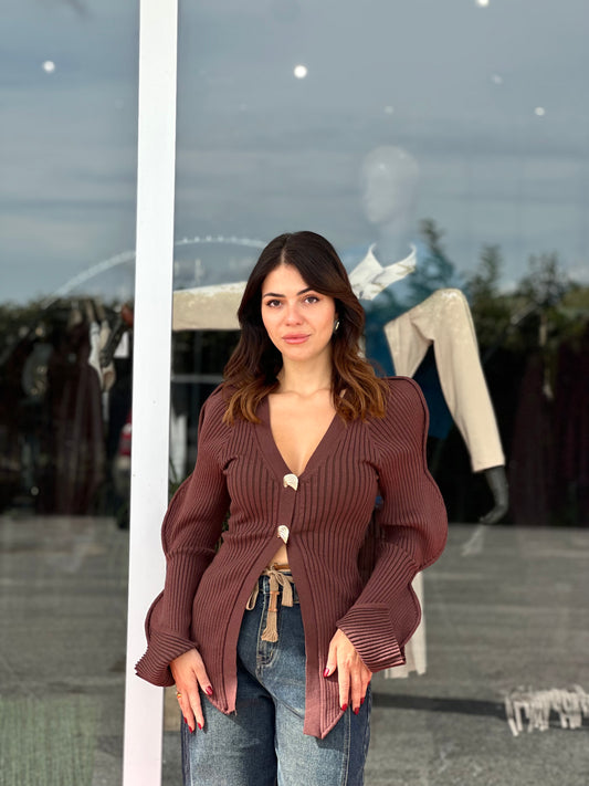 Cardigan manica a sbuffo