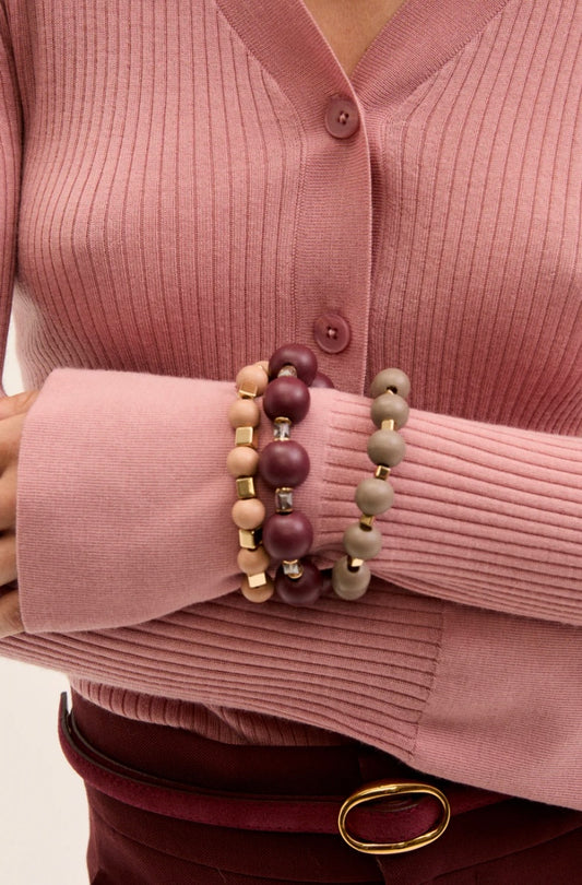 BRACCIALE OLGA ELASTICO PERLE IN LEGNO
