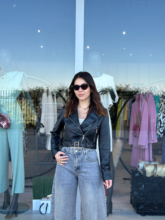 Giacca biker crop