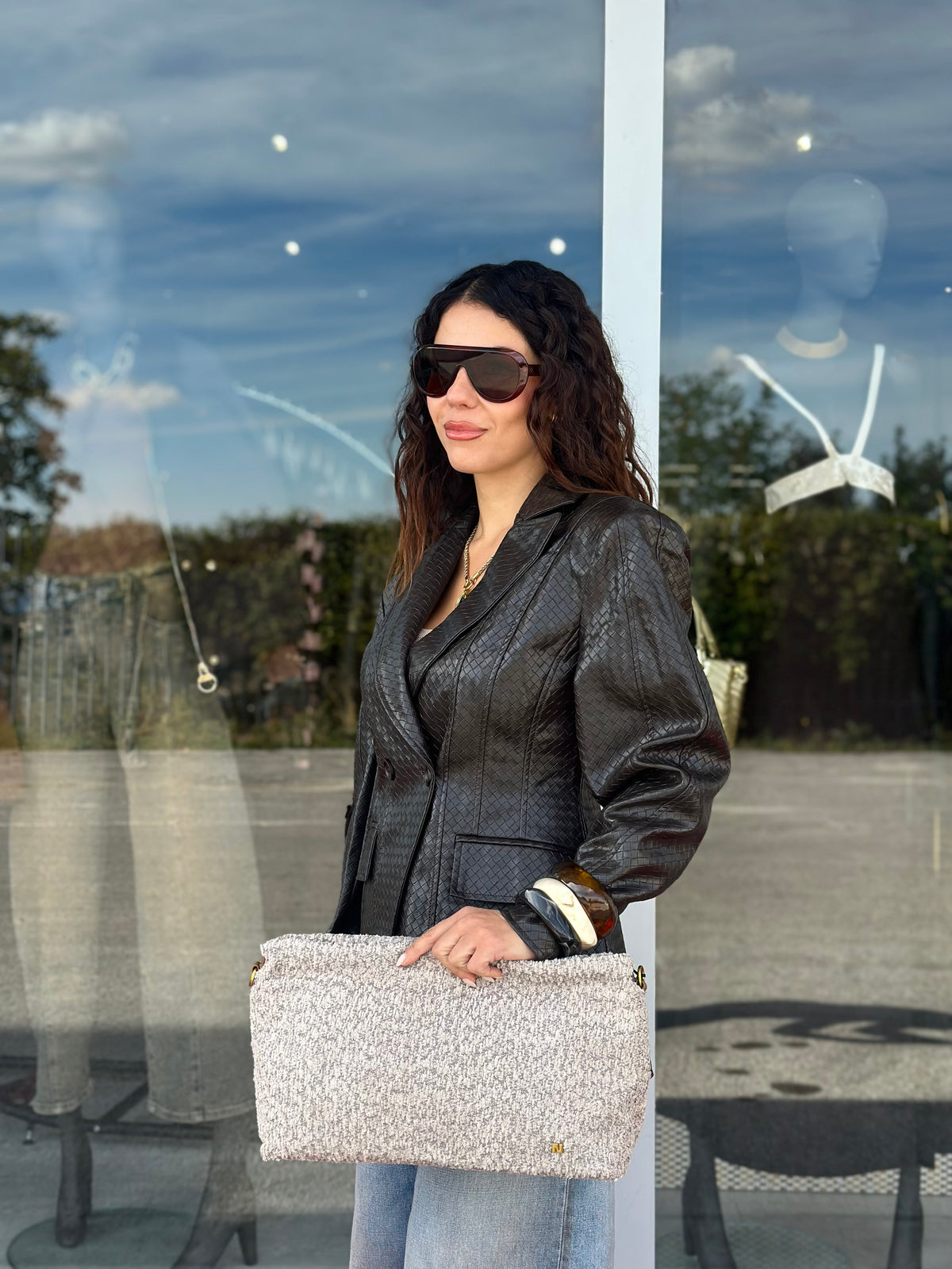 Blazer effetto pelle intrecciata