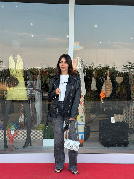 Jeans Grey con strass