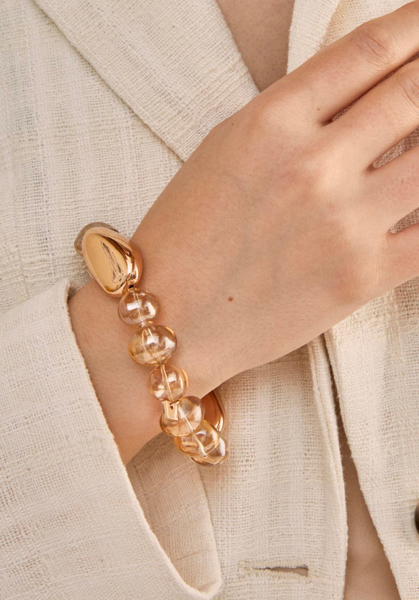 BRACCIALE SFERE IN RESINA+ORO